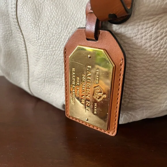 Ralph Lauren Cream and Tan Leather Shoulder or Crossbody Bag - Picture 4 of 8